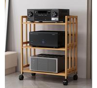 Estante HiFi con ruedas para altavoces y medios AV - Soporte de entretenimiento de 4 niveles, 123 cm de alto, 55 cm de ancho