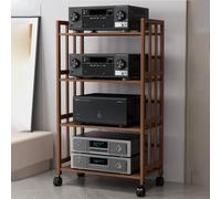 Estante HiFi marrón de 2, 3, 4, 5 niveles, soporte de alta fidelidad, de madera, mueble de almacenamiento estéreo para hogar, oficina, teatro, moderno estante de audio con estante ajustable