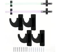 Estante horizontal de acrílico para montaje en pared diseñado para sables de luz, espadas y cuchillas coleccionables en sala de estar u oficina (negro, paquete de 2)