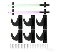 Estante horizontal de acrílico para montaje en pared diseñado para sables de luz, espadas y cuchillas coleccionables en sala de estar u oficina (negro, paquete de 3)