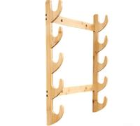 Estante horizontal de madera para aparejos de pesca con líneas limpias y diseño curvado funcional para garaje o cobertizo (5 niveles)