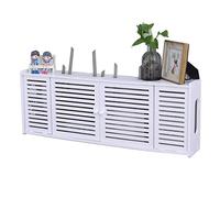 Estante inalámbrico para enrutador - Caja organizadora multimedia de plástico de madera, estante flotante WiFi para configuración de red de oficina en casa