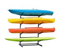 Estante Independiente para Guardar Kayaks (de 2 a 4 Kayaks), Soporte Ajustable para Exteriores de Alta Resistencia, Almacenamiento de 3 Niveles para Kayaks, canoas, Tablas de Sup y Tablas de