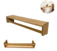 Estante individual de bambú para toallas, montaje en pared en el baño, un estante y un anillo para toallas, como soporte para toallas una de las mejoras para el baño