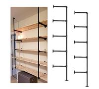 Estante industrial de hierro para montaje en pared, estante de estantería de hierro negro vintage retro colgado de techo, estante abierto para almacenamiento de estantería para sala de cocina (2