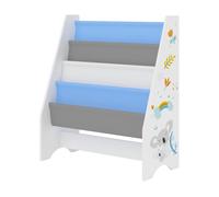 [en.casa] Estantería para Niños Organizador de Libros Motivo de Koala Librería de 4 Niveles Aglomerado/Poliéster 74 x 62 x 29 cm - Blanco y Gris/Azul