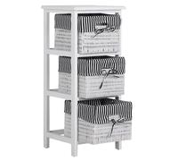 Estante madera de Paulownia Blanco/Negro