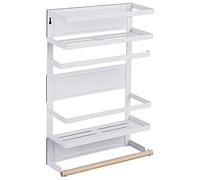 Estante magnético de pared para especias y papel de baño, plegable, soporte multifuncional para el hogar, 30 x 12 x 46 cm, color blanco