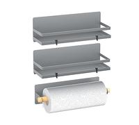 Estante magnético para especias, organizador magnético móvil con soporte para toallas de papel, estante de almacenamiento de condimentos para refrigerador, organizador magnético para nevera, gris, 3