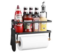 Estante magnético para Especias para refrigerador con Soporte para Toallas de Papel, Estante magnético Plegable 2 en 1, Organizador de Nevera, Ahorro de Espacio para apartamento de Cocina pequeño