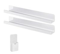 Estante magnético para libros para pizarra blanca, 2 estantes magnéticos acrílicos con contenedor para bolígrafos, reutilizable y resistente para aula, oficina, hogar, 17x2, 2x2, 0 pulgadas, blanco