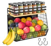 Estante magnético resistente para nevera con tapa de madera, contenedores de almacenamiento de patatas y cebollas, estante magnético para especias para refrigerador, organizador de despensa