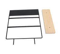 Estante metálico para pendientes, soporte para pendientes de botón y pendientes colgantes, organizador de exhibición de joyas con bandeja de madera extraíble, almacenamiento (Negra)