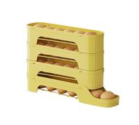 Estante moderno ahorro espacio Huevera de calidad alimentaria para refrigerador: bandeja deslizante de gran capacidad con diseño de enrollado automático, compatible con puertas (Yellow, 35x22cm)
