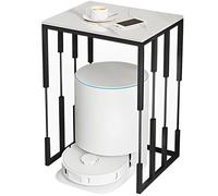 Estante Moderno para Robot Aspirador con Encimera de Pizarra, Estante para Robot en Casa, Doble Nivel para Entrada Sala Dormitorio y Cocina(Light Gray+Black,40 * 40 * 70cm)