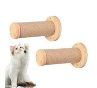 Estante montado para gatos, árbol para gatos montado en la pared, estante que ahorra espacio, 2 postes rascadores de madera estables y seguros, pared interior para gatitos, muebles para mascotas para