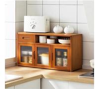 Estante multifuncional de almacenamiento de cocina de 3 niveles, organizador de especias, estante de exhibición para platos y utensilios, 62 x 23 x 39 cm, color marrón, solución de almacenamiento para