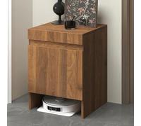 Estante multifuncional, mesa auxiliar de madera maciza con placa superior extraíble, soporte de almacenamiento al vacío robot, fuerte carga, color negro