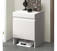 Estante multifuncional, mesa auxiliar de madera maciza con placa superior extraíble, soporte de almacenamiento al vacío robot, fuerte carga, color negro