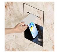 Estante oculto de doble capa en la pared, nicho empotrado de acero inoxidable para papel higiénico, almacenamiento impermeable para baño