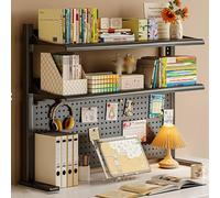 Estante organizador de escritorio con abrazadera con clip con tablero perforado y ganchos, estante de escritorio con clip para almacenamiento de oficina en casa, caja de almacenamiento