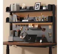 Estante organizador de escritorio con abrazadera, estante de almacenamiento de escritorio, accesorios de escritorio de pie con pantalla de tablero de clavijas, estante ajustable para ahorrar espacio