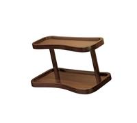 Estante organizador de escritorio de 2 capas, estante de almacenamiento de mesa de madera con lados elevados para mesa de té, escritorio, estante organizador de mesa de tocador, soporte de exhibición