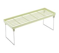 Estante organizador de especias de plástico para cocina, estante apilable para condimentos con diseño de rejilla ventilada para circulación del aire, no requiere montaje, color blanco (verde)