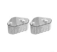 Estante organizador de fregadero de cocina con ventosa para espacios de esquina, diseñado para esponjas y estropajos con agujeros de drenaje para evitar la acumulación de agua (plateado)