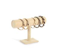 Estante organizador de joyas en forma T for pendientes, anillos, collares y relojes, con base madera moderno soporte almacenamiento metal(3PCS Orange)