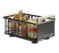 Estante organizador extraíble para debajo del fregadero con diseño plegable para almacenar utensilios, condimentos y otros elementos esenciales de cocina (negro - grande)