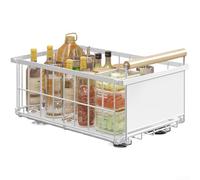 Estante organizador extraíble para debajo del fregadero con diseño plegable para almacenar utensilios, condimentos y otros artículos esenciales de cocina (blanco - grande)