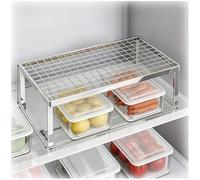 Estante organizador for refrigerador, estante apilable for refrigerador | Maximice el espacio del refrigerador con Piso apilables for platos(Silver,19.7x10.6x3in(500x270x75mm))