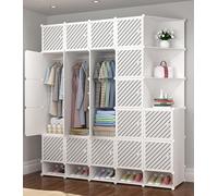 Estante organizador portátil para pasillo, dormitorio, entrada, cubo modular de plástico, plegable, armario de almacenamiento de zapatos, color blanco, estante de almacenamiento para ropa, zapatos,