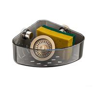 Estante organizador triangular con ventosa para herramientas de limpieza de cocina, almacenamiento no requiere taladro para una colocación flexible (gris plateado)