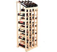 Estante para 48 botellas de vino, apilable, organizador independiente, soporte para encimera, licor, botellero de vino, estante de almacenamiento, color madera