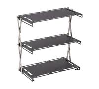 Estante para acampar, 3-Tier Storage Shelf Racks, 3 niveles plegable de acero inoxidable mesa de exhibición para la cocina Camping Picnic Patio trasero barbacoa interior