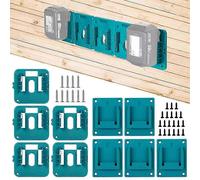 Estante para almacenamiento de baterías, set de 10 piezas suitable para baterías de litio de 14,4V/18V, soporte de plástico montado en pared azul