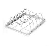 Estante para barbacoa plegable de acero inoxidable con 5 ranuras para cocinar eficientemente y ahorrar espacio