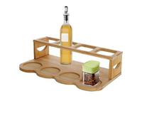 Estante para botellas de aceite, organizador de botellas de aceite de cocina - Estante de botellas de aceite de encimera de cocina de 2 niveles - Expositor de mesa de madera para botellas de vinagre