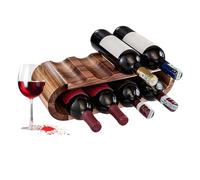 Estante para botellas de vino de madera - Dos niveles con espacio para ocho botellas Organización que ahorra espacio - Estantería de vino de madera - Familia Amigos Hombres Mujeres Entusiastas Boda