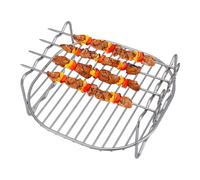 Estante para brochetas de acero inoxidable, parrilla de doble capa, accesorios para freidora de aire con brochetas, 1 estante de refrigeración para hornear, soporte multiusos y accesorios para cocinar