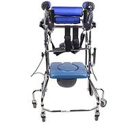 Estante para caminar de pie/Andador/Asistencia para caminar Sentado Silla de ruedas Cama de pie Azul Freno de mano de seis rondas más freno de pie Agregar inodoro, portátil (Azul) (Azul)