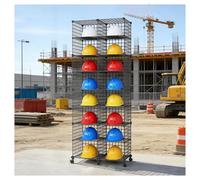 Estante para casco, estantes de almacenamiento de malla apilables, diseño de pie antivuelco, soporta hasta 22 libras, ideal para la organización de cascos de seguridad en sitios de construcción