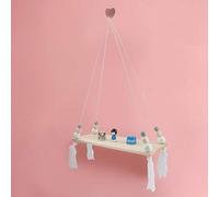 Estante para Colgar de Pared de Madera con Decoración de Cuentas de Diseño de Borla para Sala de Estar y Dormitorio Decoración del Hogar Simple y Elegante (#1)