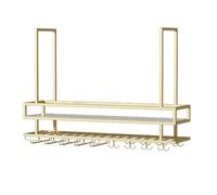Estante para copas de vino de techo, estante colgante para vinos con soporte para copas, estante industrial de pared de 2 capas, soporte metálico para botellas de vino de techo, estante flot