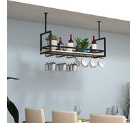 Estante para Copas de Vino de Techo: Estante de Almacenamiento de diseño de Bricolaje, estantes flotantes Colgantes, Soporte de Flores de exhibición de Madera y Metal, Estante de Vino Colgan