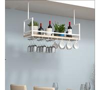 Estante para Copas de Vino de Techo: Estante de Almacenamiento de diseño de Bricolaje, estantes flotantes Colgantes, Soporte de Flores de exhibición de Madera y Metal, Estante de Vino Colgan