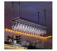 Estante para copas de vino debajo del gabinete, soporte colgante de metal negro para almacenamiento de copas de vino, 90 cm, decoración de cocina que ahorra espacio, perfecto para los amantes del vino