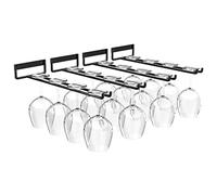 Estante para copas de vino, soporte para copas de vino, soporte para copas de vino, organizador de almacenamiento de gafas, para gabinete de cocina, color negro, paquete de 4